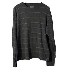 Prana Organic Cotton Striped Long Sleeve Shirt Mens Large Grey Base Layer